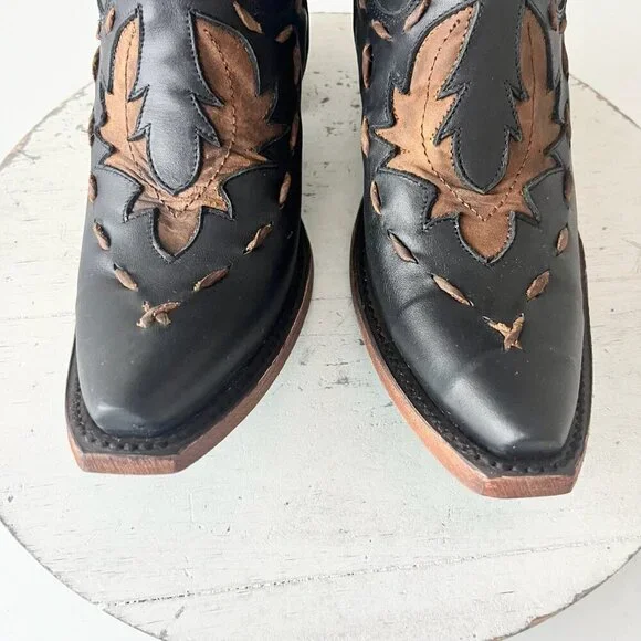 Lane Reverie Knee High Womens Cowboy Boots 6 Black Brown Western Cowgirl Lace Up - Picture 6 of 11